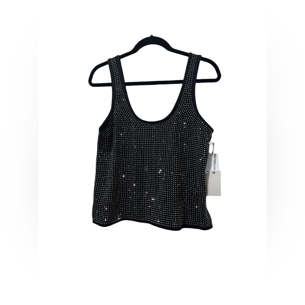 GOOD AMERICAN Crystal Tank TOP IN BLACK WOMENS SIZE 1 SMALL NWT